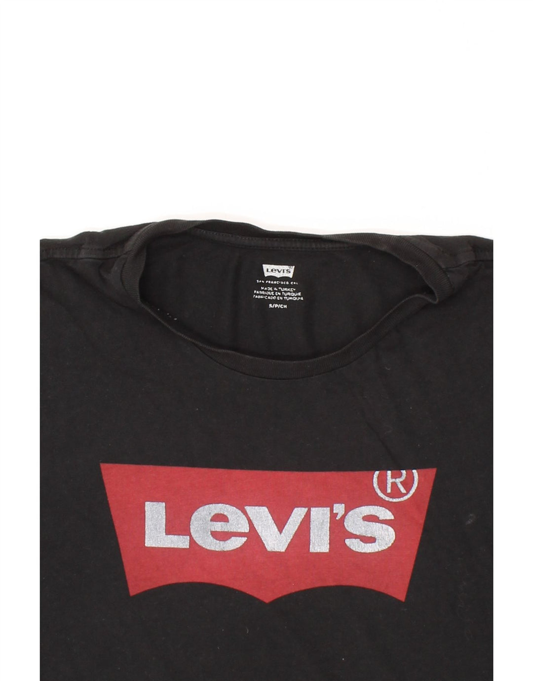 LEVI'S Mens Graphic T-Shirt Top Small Black Cotton Vintage Levi's and Second-Hand Levi's from Messina Hembry 