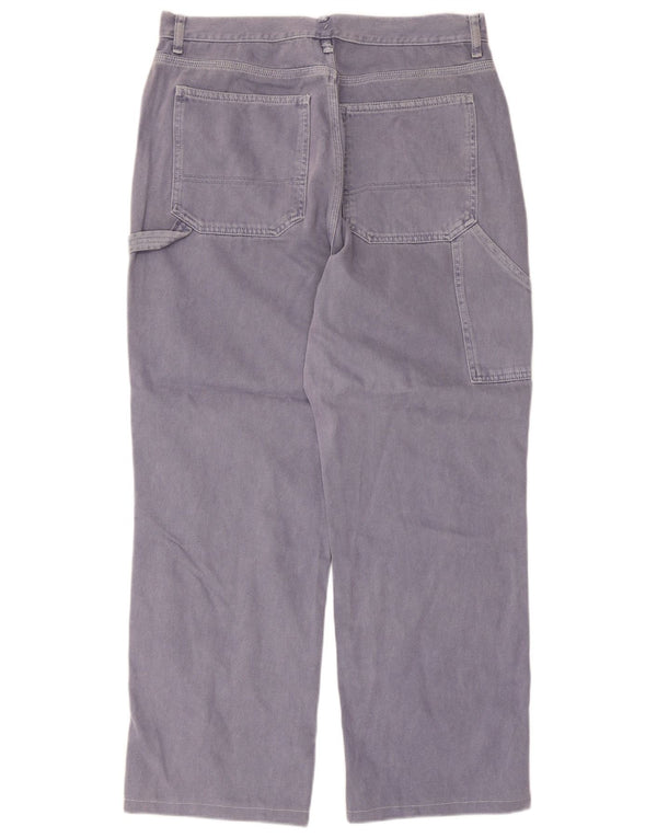 Topshop Womens Straight Cargo Trousers UK 16 W34 L28 Purple Cotton