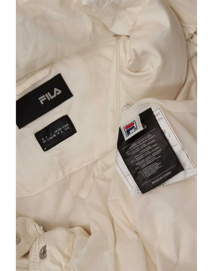 Fila Dame Hætte Polstret Jakke UK 14 Stor Hvid Polyester