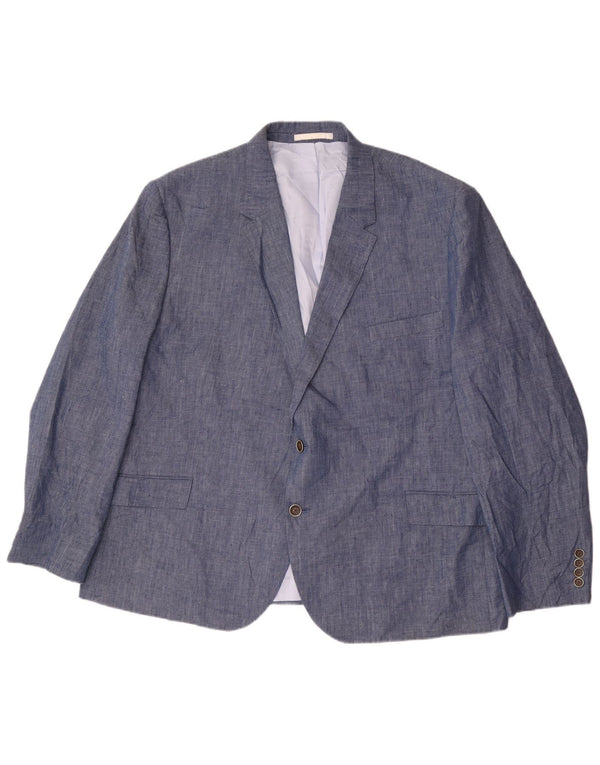 Marks & Spencer Herren-Blazer mit 2 Knöpfen, UK 54 7XL, blaues Leinen, klassisch