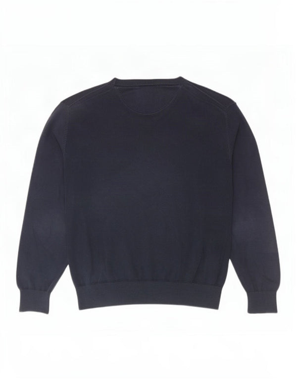 Timberland Mens V-Neck Jumper Sweater Medium Navy Blue Cotton