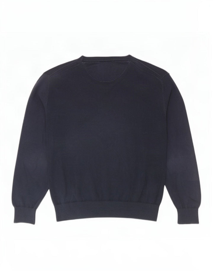 Timberland Mens V-Neck Jumper Sweater Medium Navy Blue Cotton