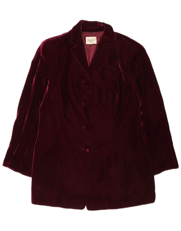 Luisa Spagnoli Womens Velvet 4 Button Blazer Jacket UK 14 Medium Burgundy