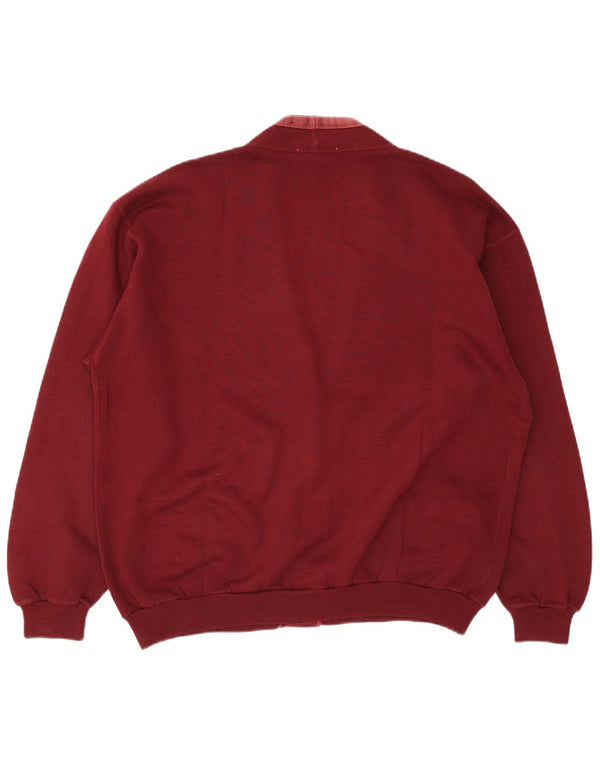 United Cotton Cardigan Pull Homme Large Bordeaux