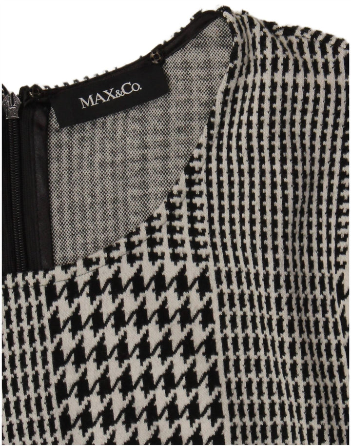 Max & Co. Womens 3/4 Sleeve A-Line Dress UK 12 Medium Black Houndstooth