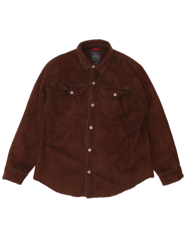 Camicia overshirt da uomo Tommy Hilfiger grande marrone