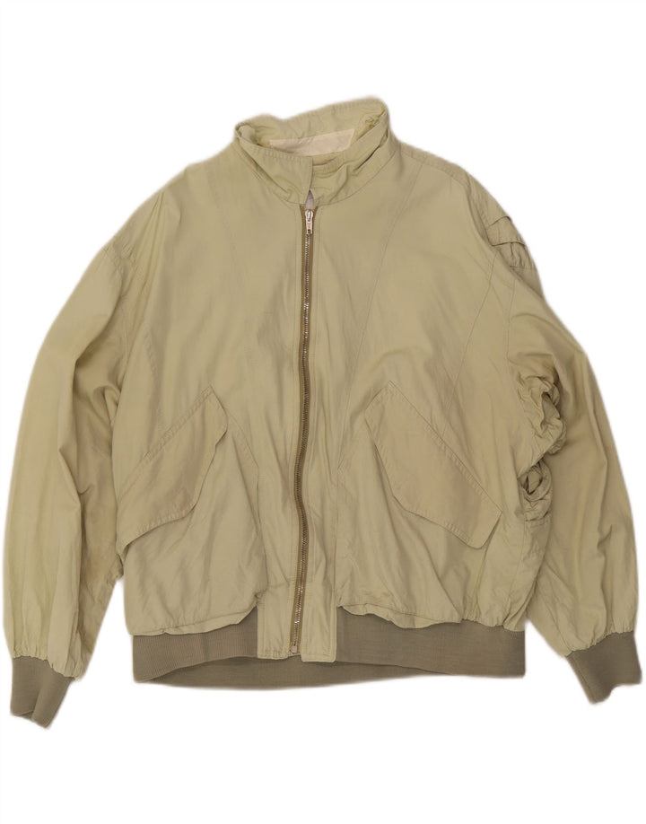 VINTAGE Mens Bomber Jacket UK 38 Medium Beige Vintage Vintage and Second-Hand Vintage from Messina Hembry 