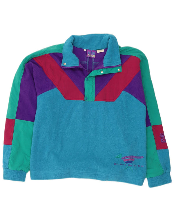 Lotto Mens Loose Fit Zip Neck Fleece Jumper Small Multicoloured Colourblock