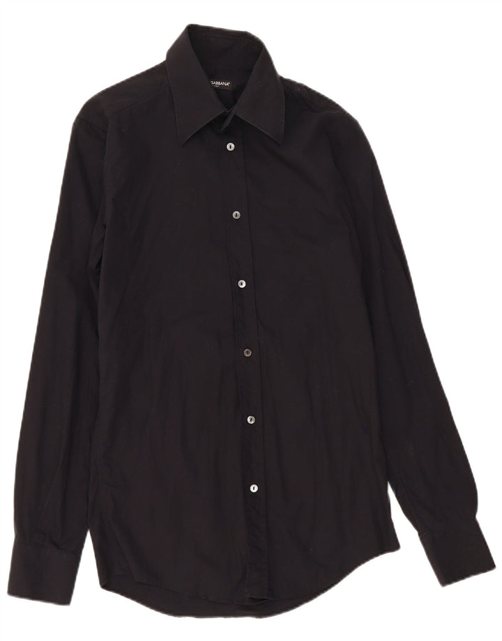 Dolce & Gabbana Mens Shirt Size 39 15 1/2 Medium Black Cotton