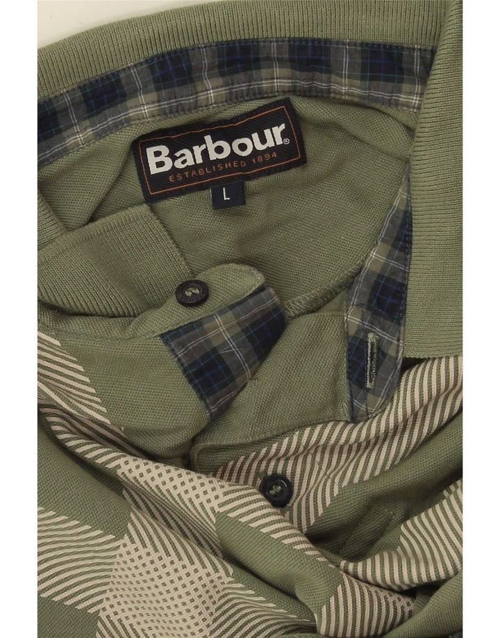 Barbour Mens Polo Shirt Large Green Check