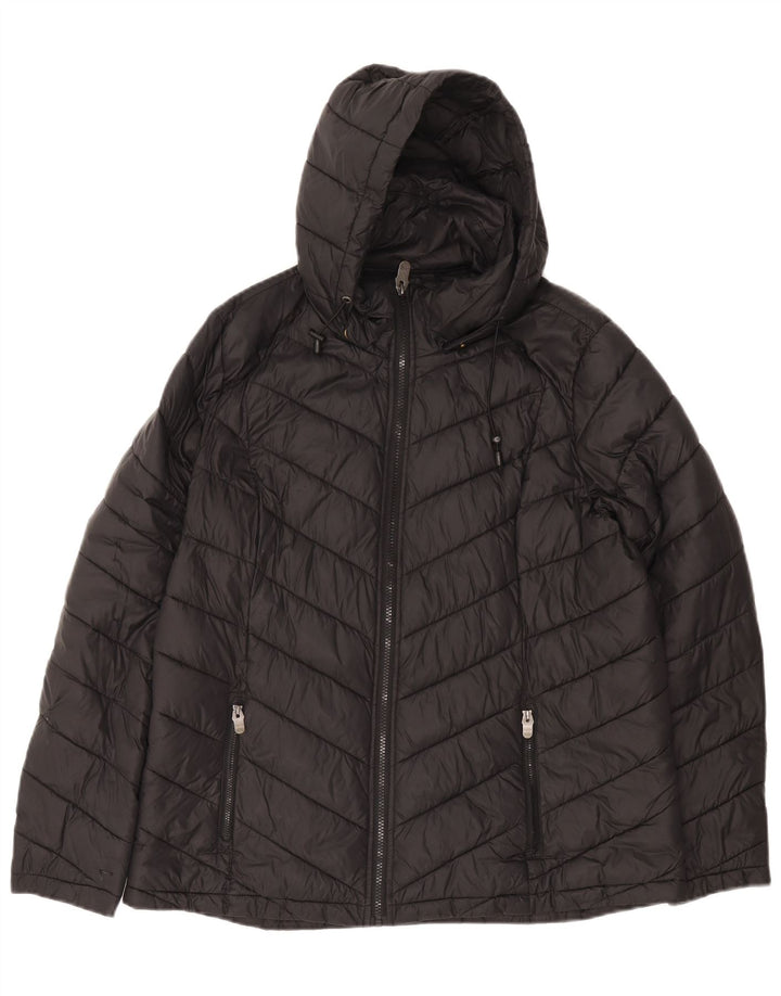Fat Face Womens Hooded Padded Jacket UK 16 Large Black Nylon