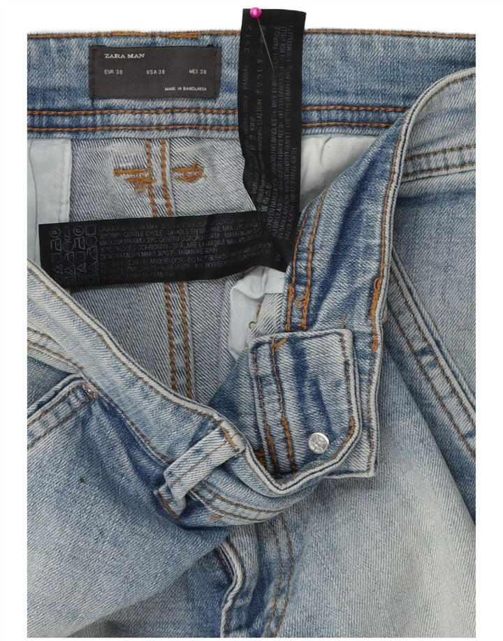 Zara Mens Denim Shorts EU 38 Small W30 Blue Cotton