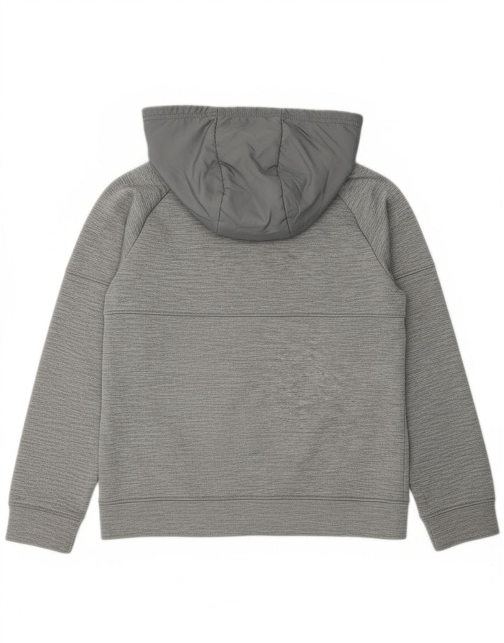 UNDER ARMOUR Boys Zip Hoodie Sweater 9-10 Years Medium Grey Polyester