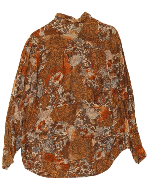 Vintage Mens Shirt Small Brown Floral