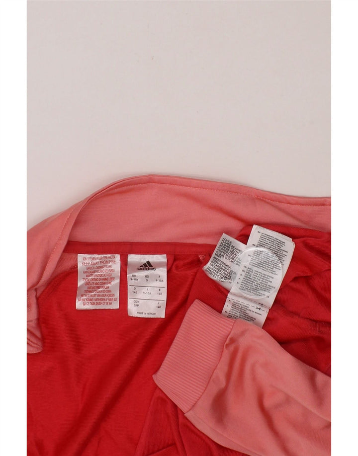 ADIDAS Girls Tracksuit Top Jacket 9-10 Years Red Colourblock Polyester Vintage Adidas and Second-Hand Adidas from Messina Hembry 
