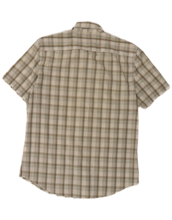 Calvin Klein Jeans Mens Short Sleeve Military Shirt Medium Beige Check
