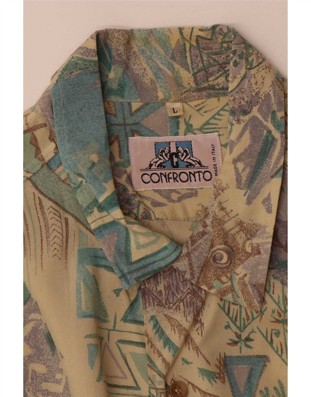 Vintage Mens Short Sleeve Shirt Large Multicoloured Geometric