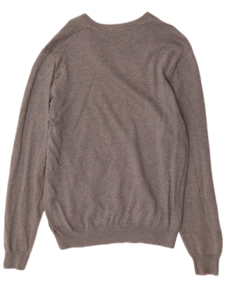 Marks & Spencer Herre Blue Harbor V-hals sweater mellemgrå bomuld