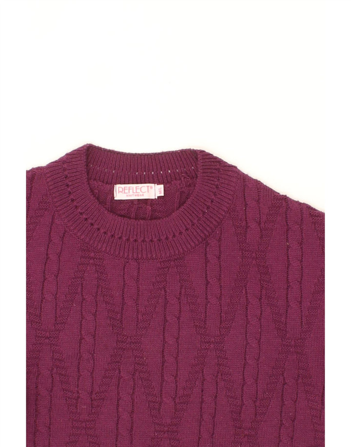VINTAGE Womens Crew Neck Jumper Sweater UK 14 Medium Maroon Polyester Vintage Vintage and Second-Hand Vintage from Messina Hembry 