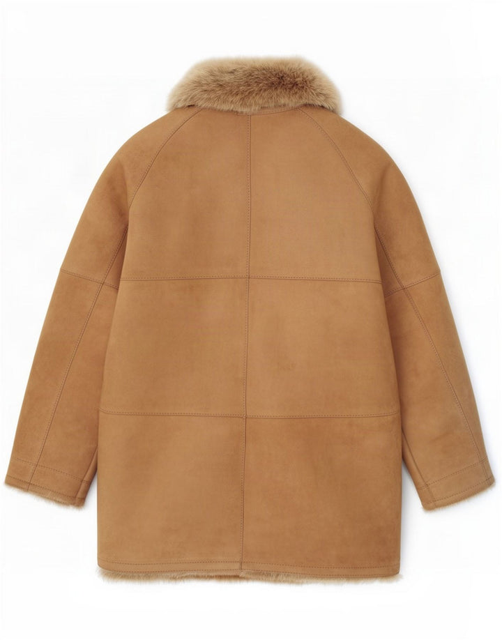 Chaqueta de piel de oveja vintage para mujer UK 44 Medium Beige