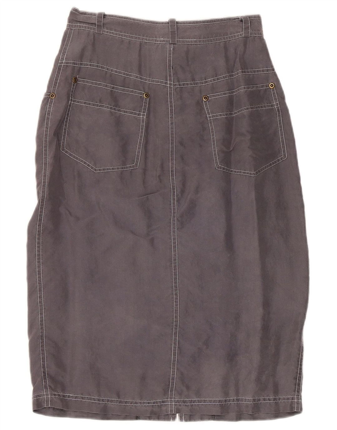 Vintage Damen Midirock Klein W24 Graue Seide
