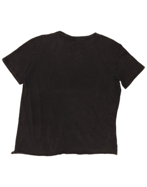 vintage Femme T-Shirt Top UK 14 Grand Noir