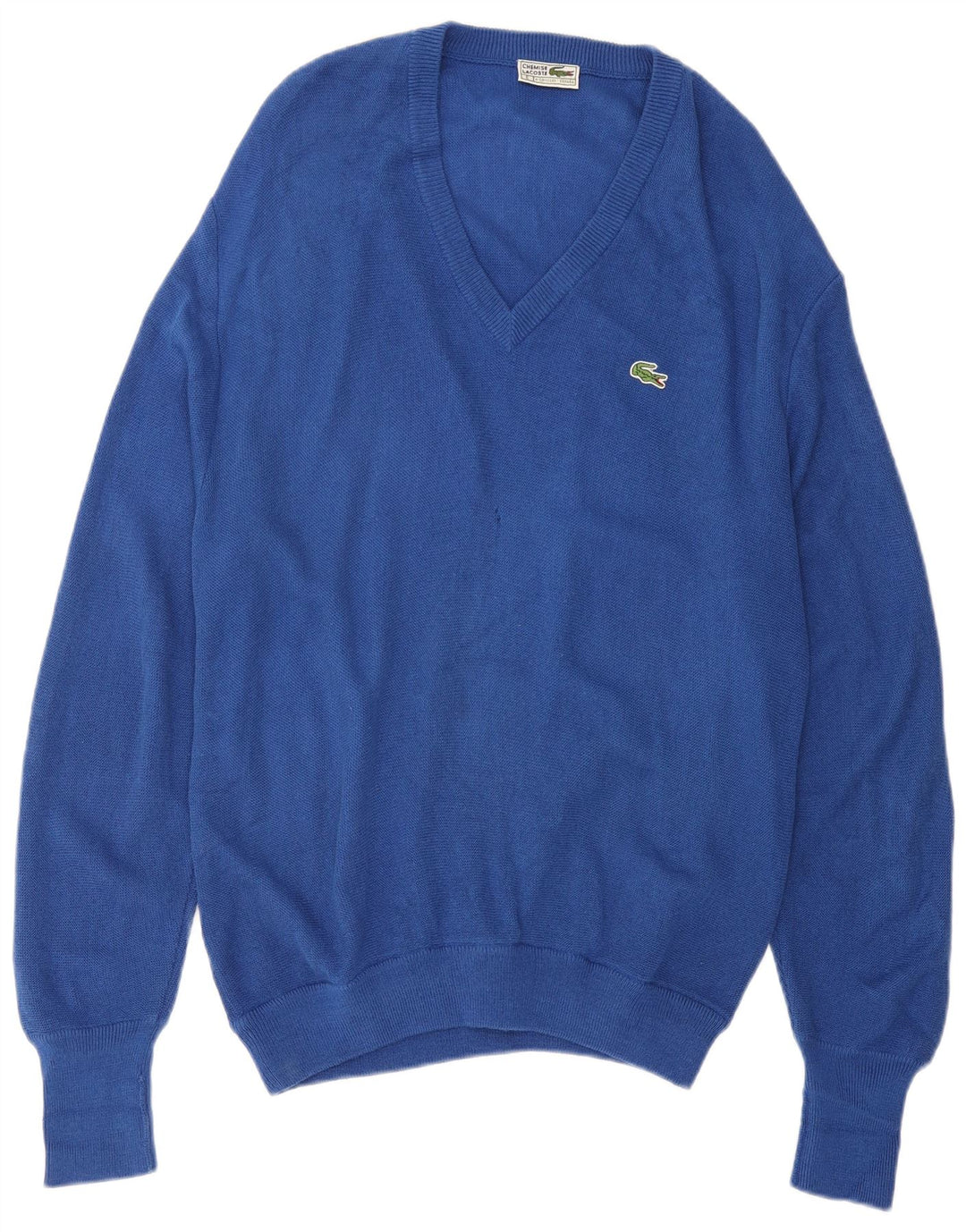 Lacoste Mens V-Neck Jumper Sweater Medium Blue Acrylic