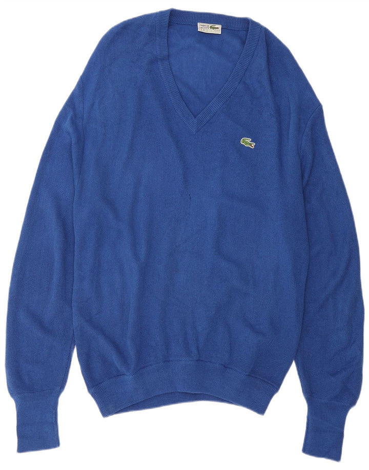 Lacoste Mens V-Neck Jumper Sweater Medium Blue Acrylic