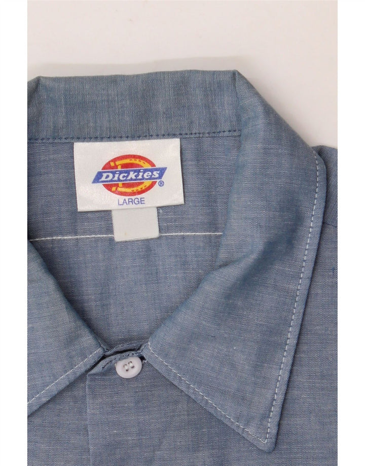 DICKIES Kortærmet herreskjorte Stor blå bomuld