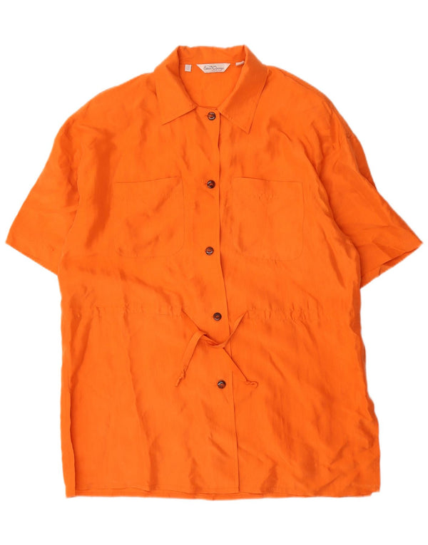 Vintage Womens Oversized Shirt Dress UK 12 Medium Orange Silk