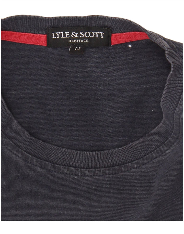 LYLE & SCOTT Mens Heritage T-Shirt Top Medium Navy Blue Cotton