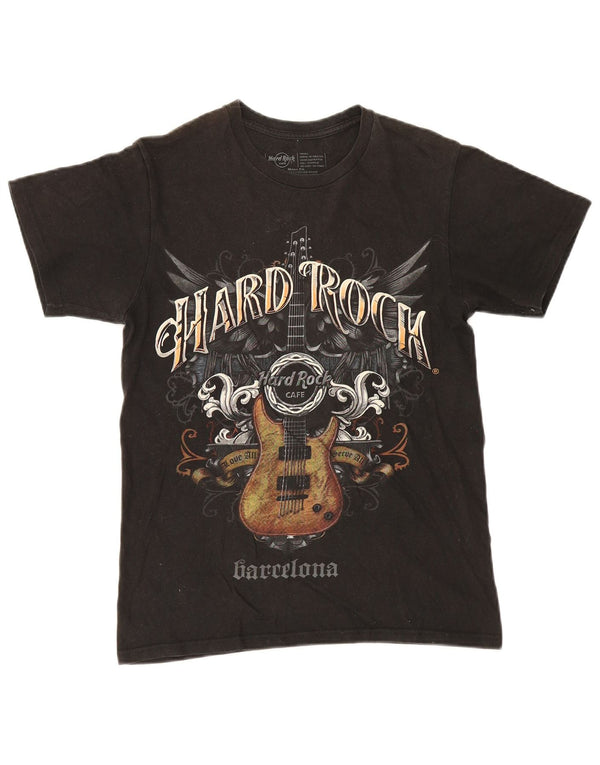Hard Rock Cafe Herre Barcelona Grafisk T-Shirt Top Lille Sort Bomuld