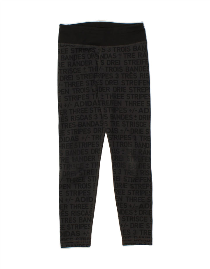 ADIDAS Girls Climalite Graphic Leggings 9-10 Years  Grey Polyester Vintage Adidas and Second-Hand Adidas from Messina Hembry 
