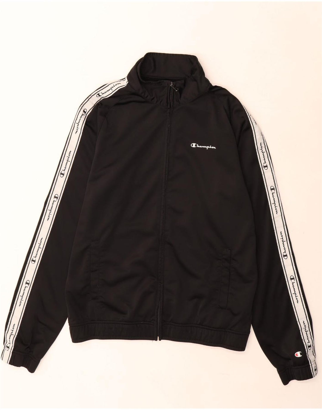 Champion Mens Graphic Tracksuit Top Jacket Large Black Colourblock