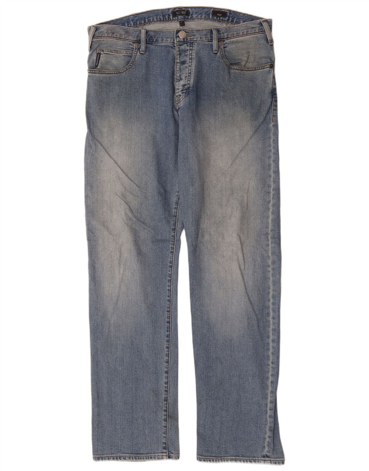 Armani Mens Regular Straight Jeans W34 L33 Blue Cotton