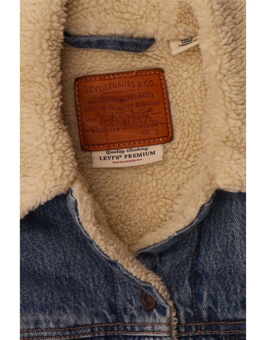 Levi's Giacca Sherpa in denim oversize da donna UK 10 Small Cotone blu