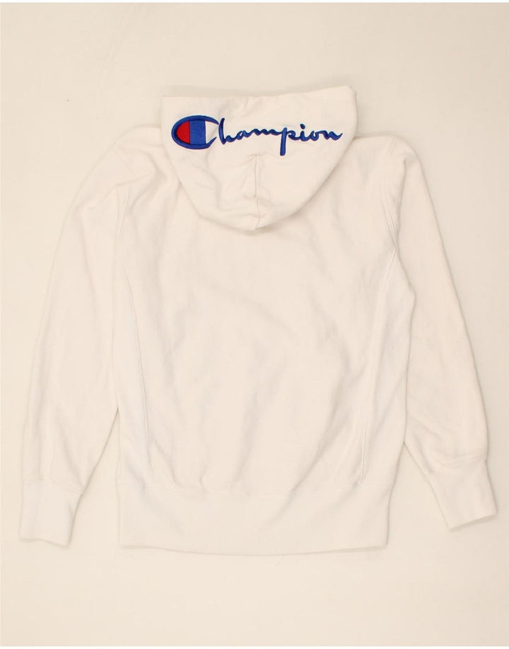 CHAMPION Mens Graphic Hoodie Jumper Medium White Cotton Vintage Champion and Second-Hand Champion from Messina Hembry 