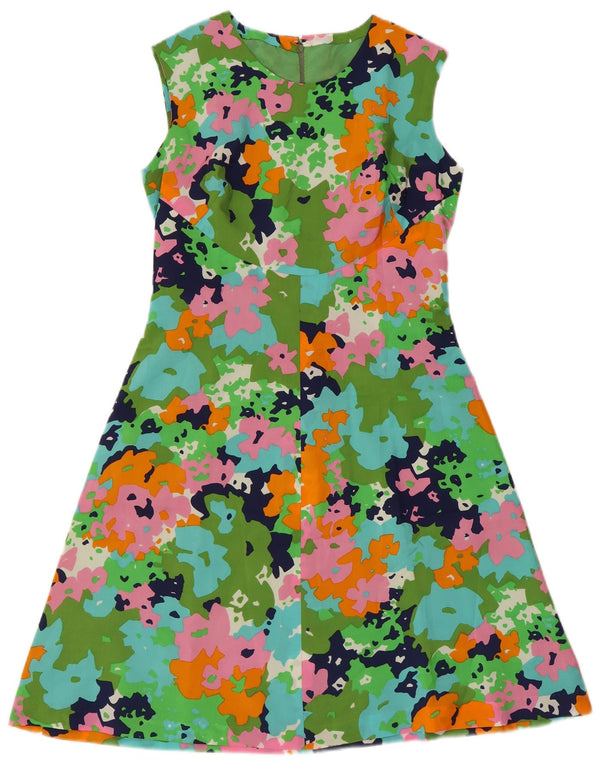 Vintage Womens Sleeveless A-Line Dress UK 8 Small Multicoloured Retro