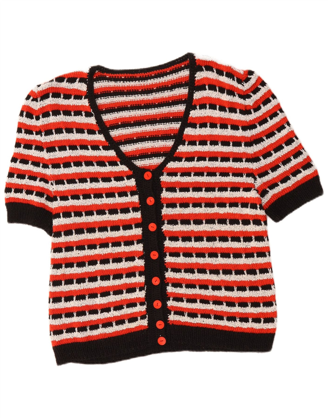 Vintage Dame Cardigan Sweater UK 14 Medium Flerfarvet Stribet