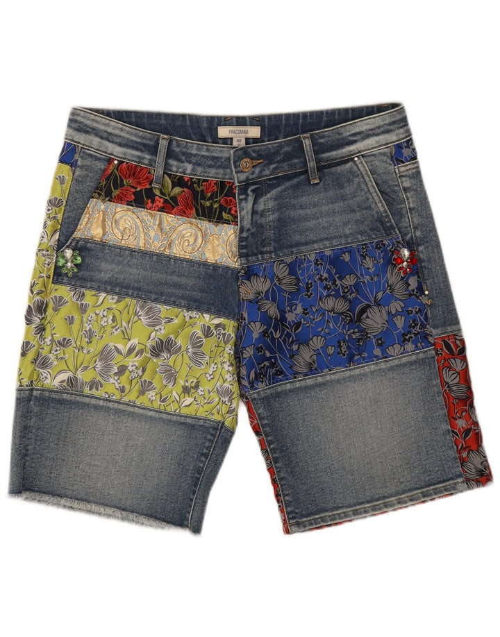 Shorts in denim da donna Fracomina W27 piccolo patchwork blu