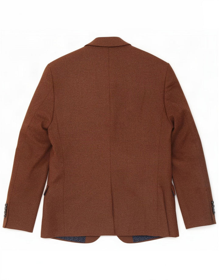 Red Herring Mens Short 2 Button Blazer Jacket UK 40 Large Brown Polyester