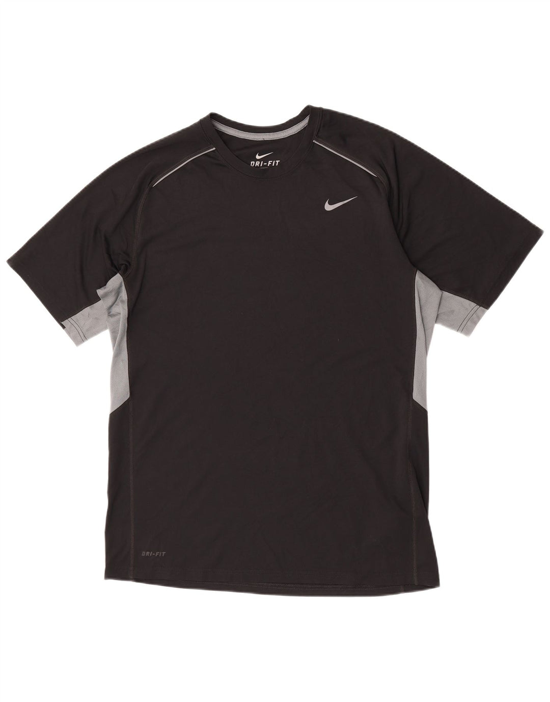 Nike Mens Dri Fit T-Shirt Top Large Black Colourblock Polyester