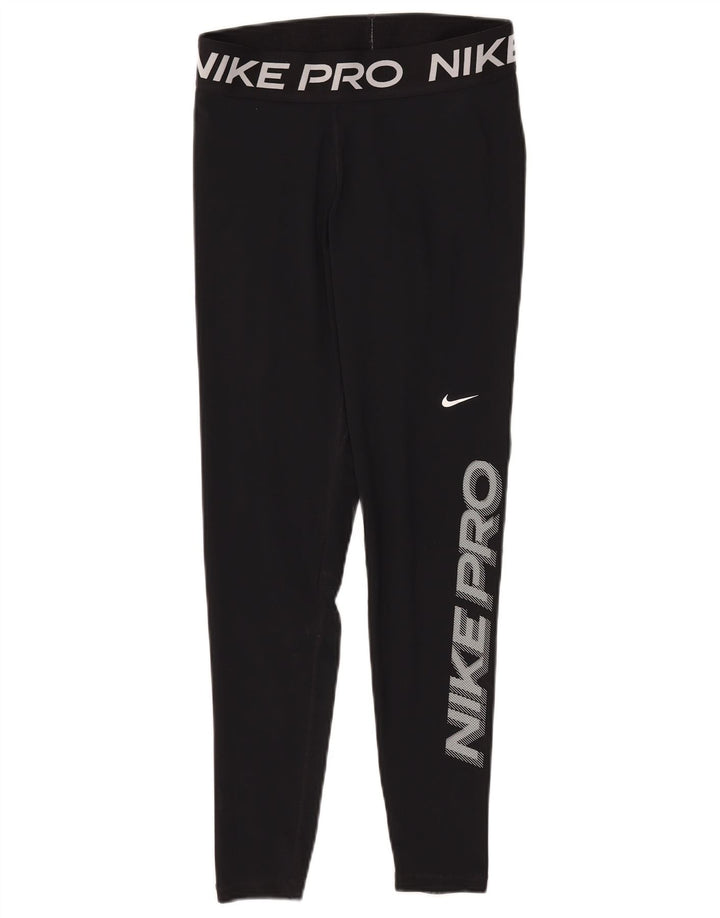 Nike Dame Dri Fit Grafiske Leggings UK 12 Medium Sort Polyester