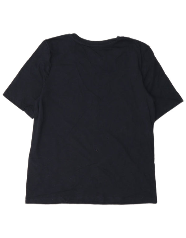 Tommy Hilfiger Dame Grafisk T-Shirt Top UK 10 Small Navy Blue Bomuld