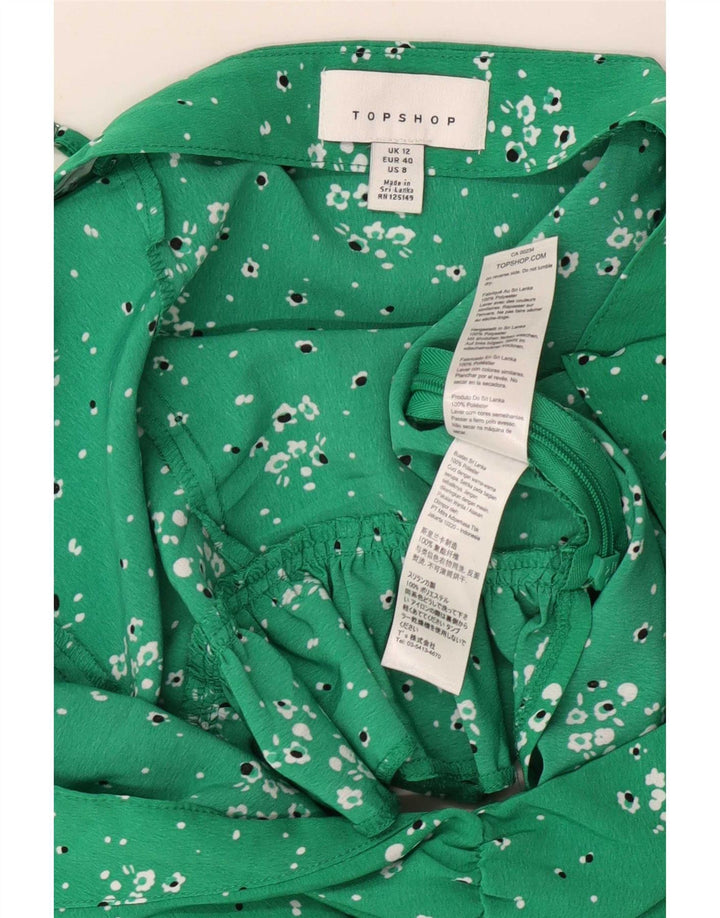 Topshop Womens Cami Top UK 12 Medium Green Floral Polyester