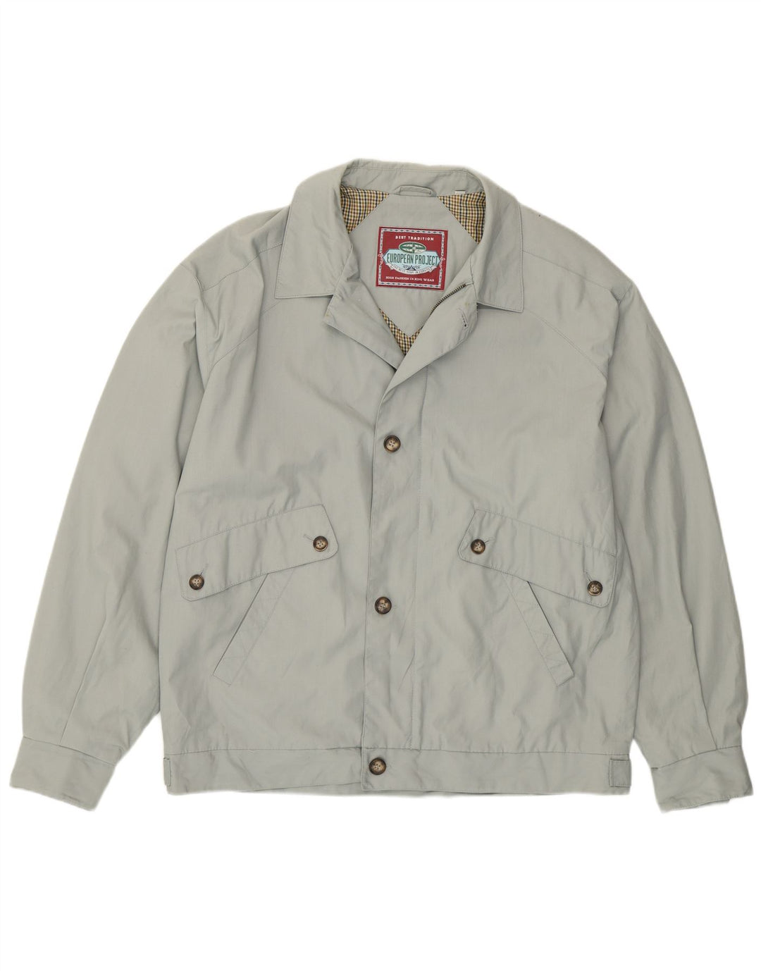 European Project Mens Bomber Jacket UK 40 Large Grey Polyester