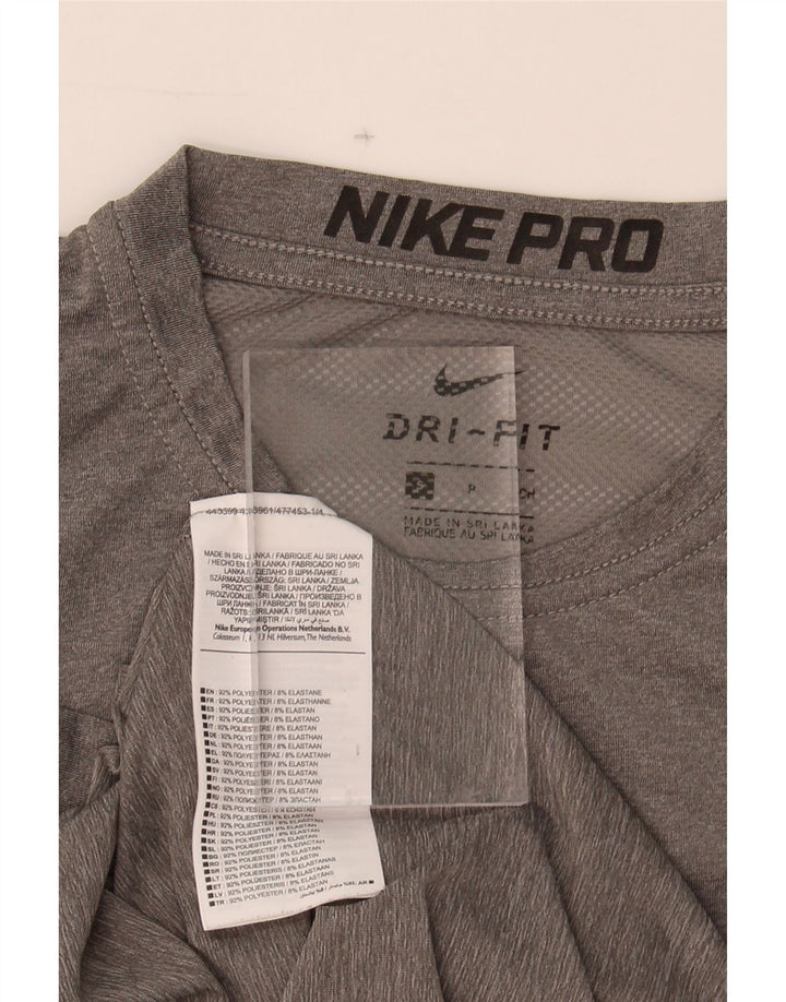 NIKE Womens Dri Fit Graphic T-Shirt Top UK 10 Small Grey Polyester Vintage Nike and Second-Hand Nike from Messina Hembry 