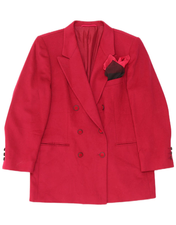 Vintage Womens Double Breasted Blazer Jacket EU 40 Medium Red Lambswool