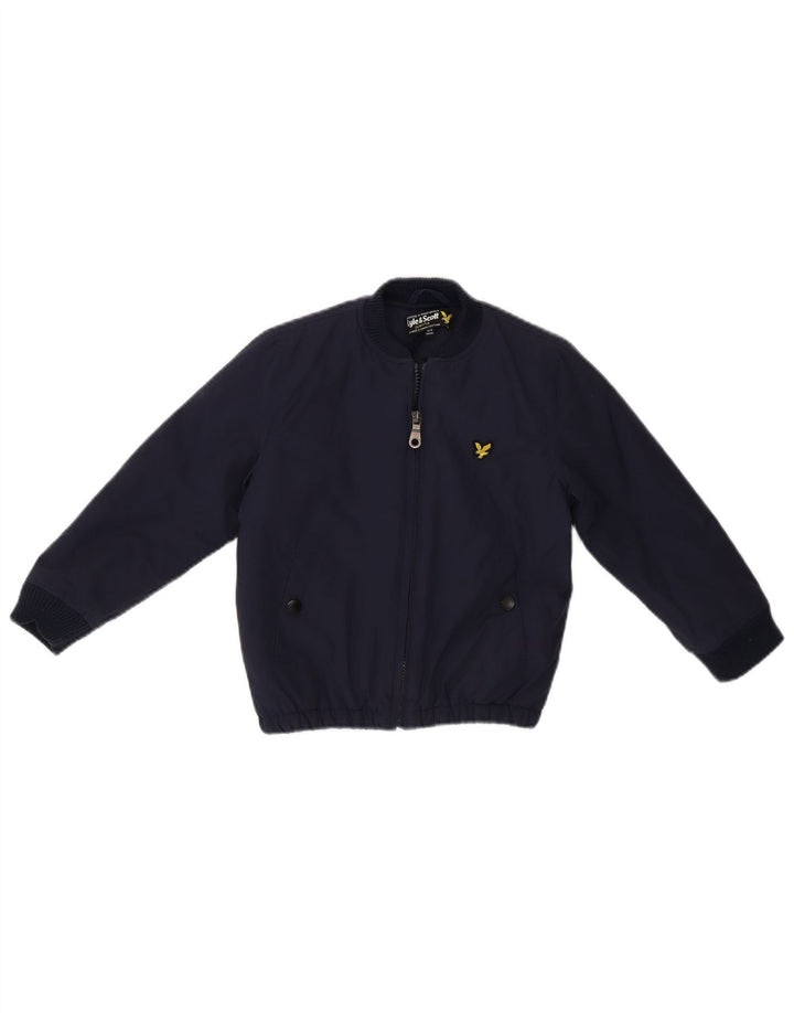 LYLE & SCOTT Boys Bomber Jacket 4-5 Years Navy Blue Cotton