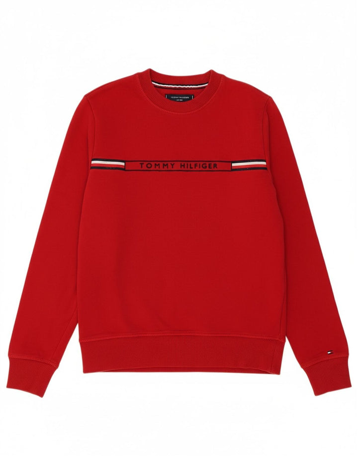 TOMMY HILFIGER Mens Graphic Sweatshirt Jumper Small Red Cotton